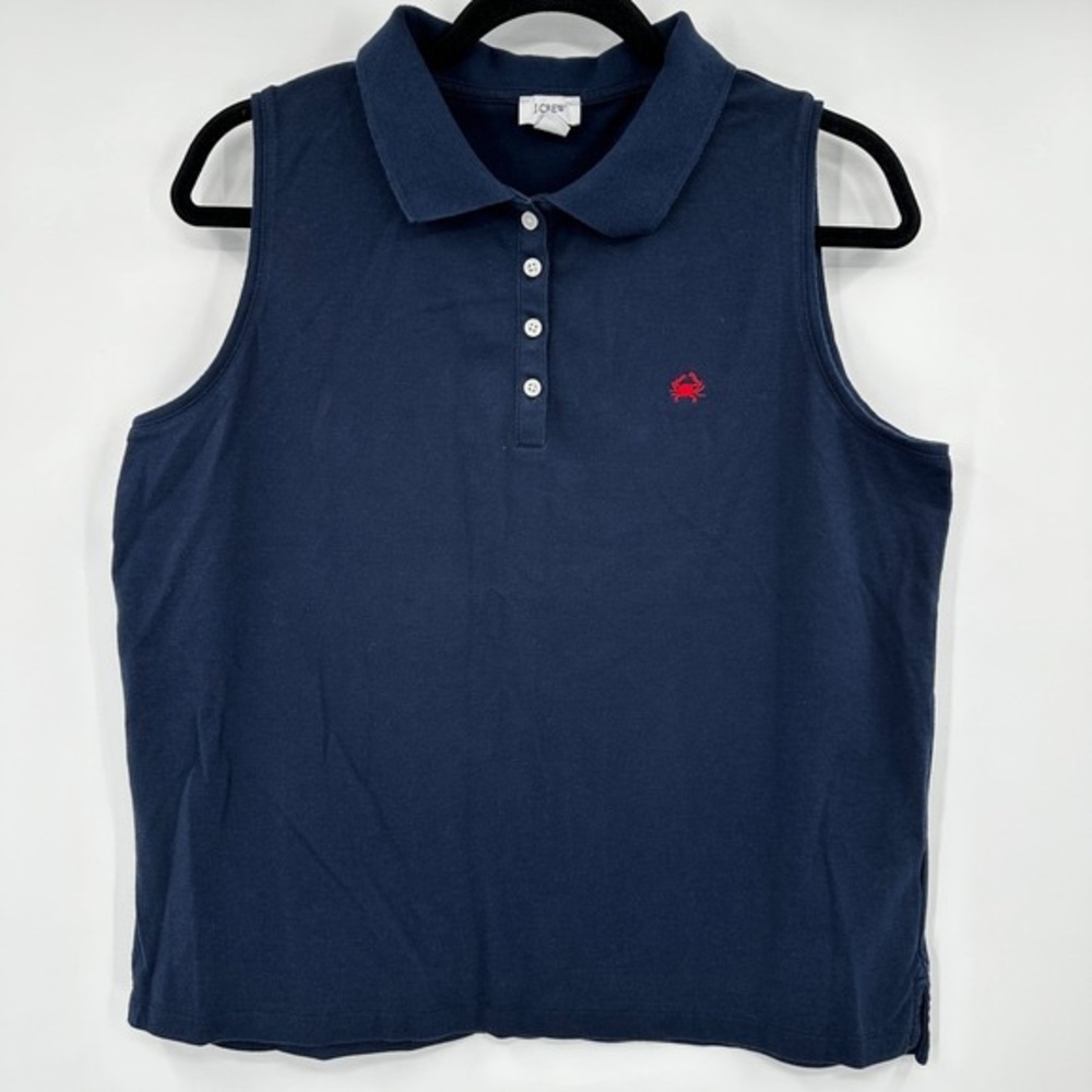 J. Crew Navy Sleeveless Polo Tank with Red Embroidered Logo